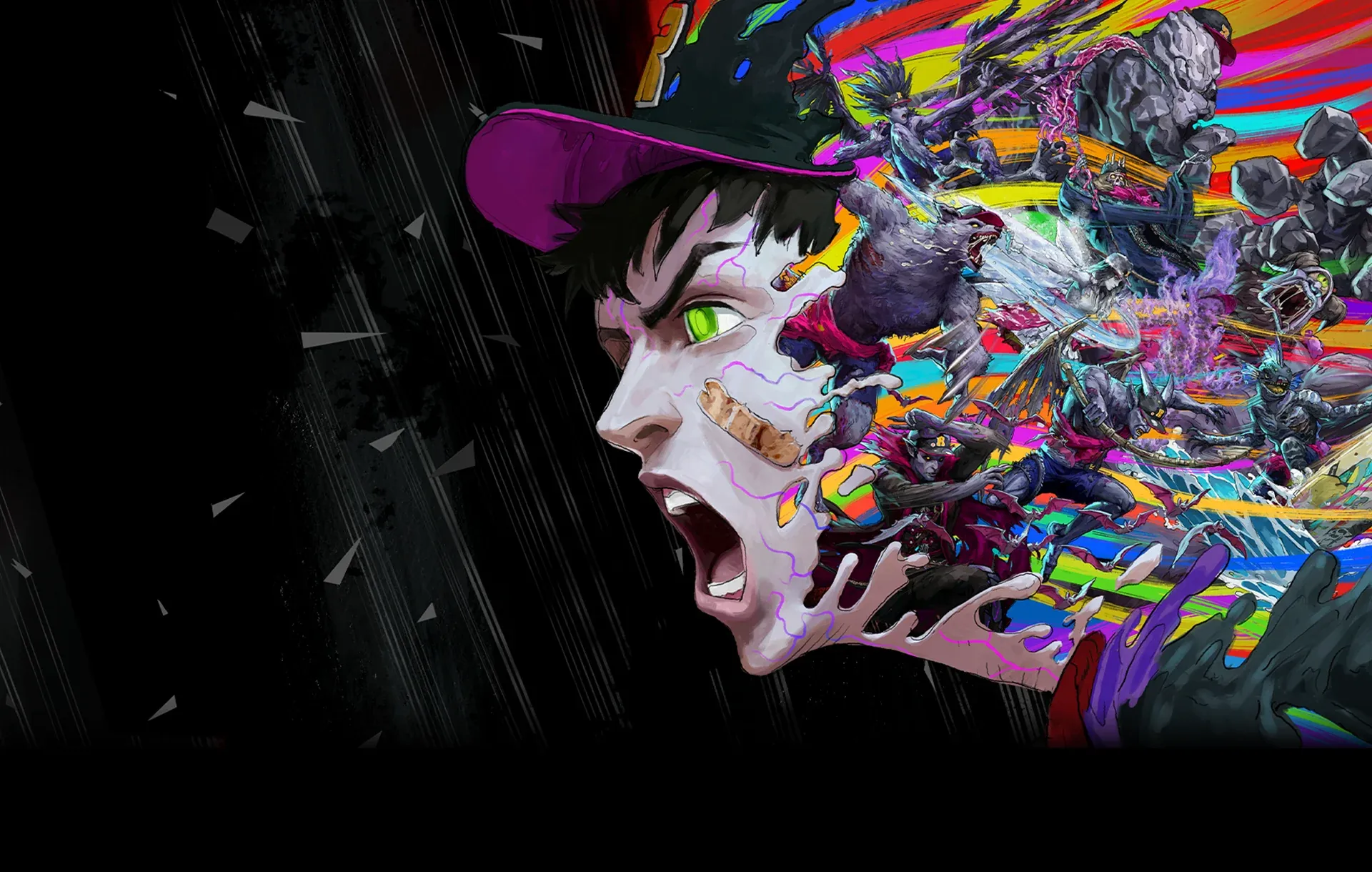 Stupid Never Dies key art: Davy reaching toward the camera against a torn comic burst